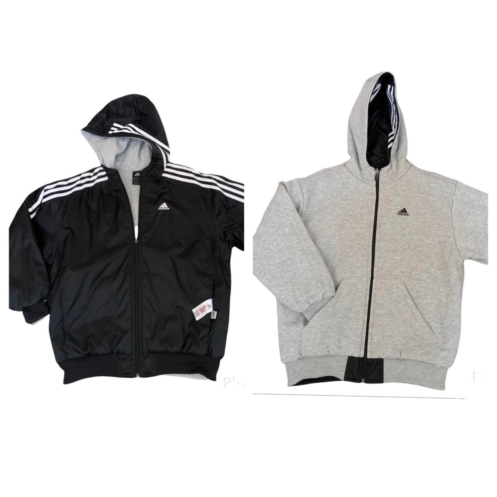 REVERSIBLE Adidas track jacket hoodie nylon fleece zippered zip up Medium M